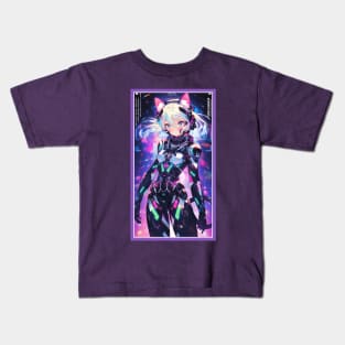 Anime Cute Cat Girl | Sci-Fi Manga Girl Anime Art Kids T-Shirt